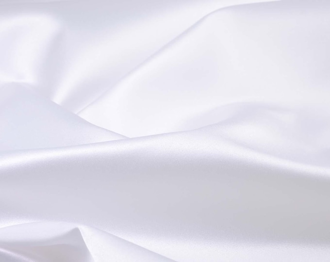 Evening wear satin, bridal wear, wedding dress, glossy, solid white - 180 cm wide - shiny fabric, solid color
