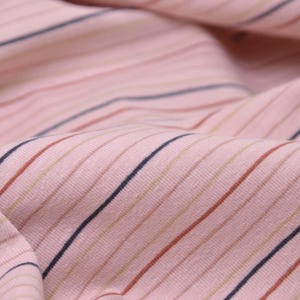 Children&#39;s jersey, cotton, patterned, pink, beige, stripes - 150 cm wide - fabric smooth, stripes