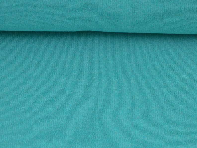 Tejido de punto de algodón Gillo en turquesa y verde de Hilco - 175 cm de ancho - tejido jaspeado mate imagen 5