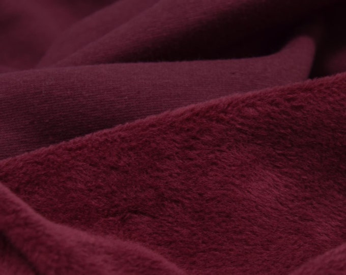 Sweat Alpenfleece uni mit flausch in rot, dunkelrot, weinrot - 145cm breit - Stoff glatt UNI