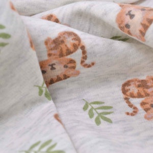 Sweat fabric with little tigers, melange, children's fabric