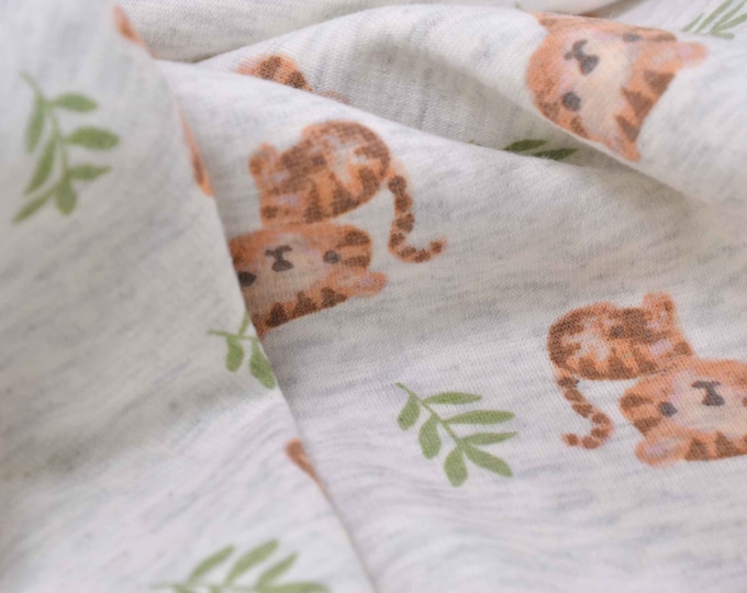 Sweatstoff mit kleinen Tigern, melange, Kinderstoff