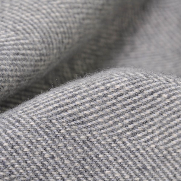 Tissu de manteau à chevrons gris, beige, avec laine et coton - 155 cm de large - tissu à chevrons mat