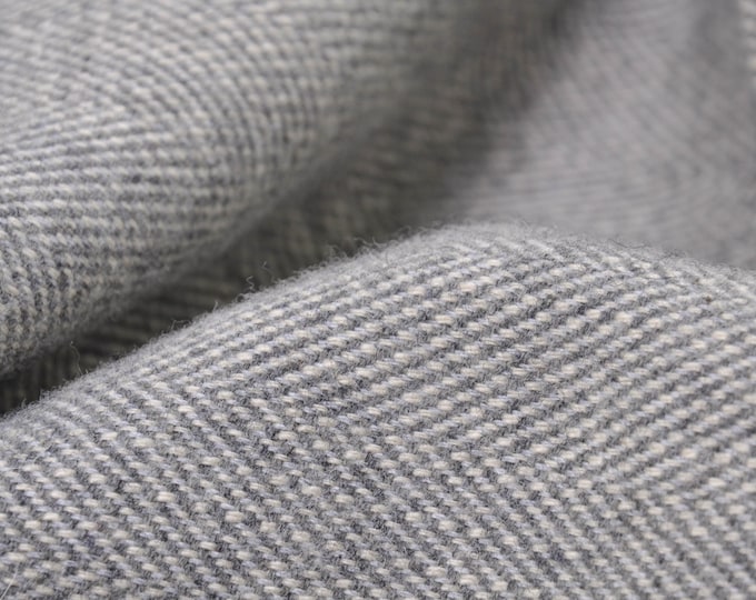 Coat fabric herringbone in grey, beige, with wool and cotton - 155 cm wide - matte herringbone fabric