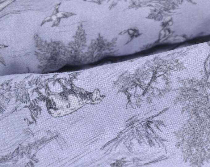 Baumwollstoff von Westfalenstoffe Versailles grau, Bäume, Hunde, Pferde - 150cm breit - Stoff matt, gemustert