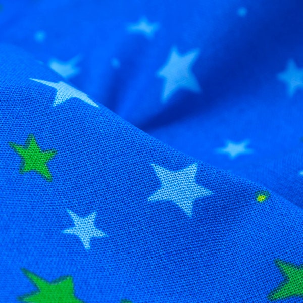 Baumwollstoff Junge Linie Sterne, blau, grün von Westfalenstoffe - 150cm breit - Stoff glatt gemustert