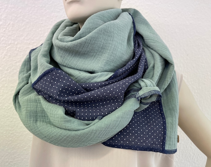 Musselintuch, mit Spitze, XXL, Handmade, Geschenk