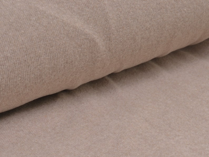 Gillo knitted cotton fabric in beige, natural by Hilco - 175 cm wide - matte melange fabric image 4