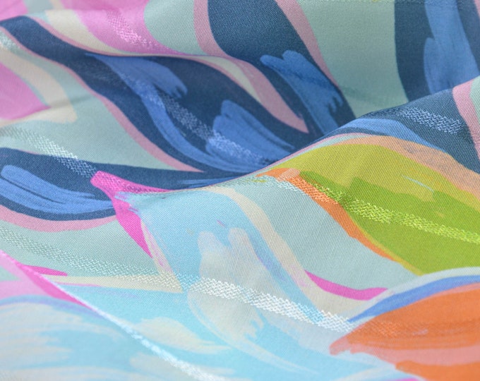 Blouse fabric made of viscose, shiny with flowers and stripes - 150 cm wide - smooth patterned fabric