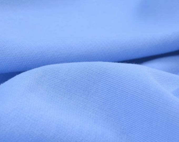 Sweatstoff French Terry, Sommersweat, 100% Baumwolle in hellblau, blau - 195cm breit - Stoff matt, UNI
