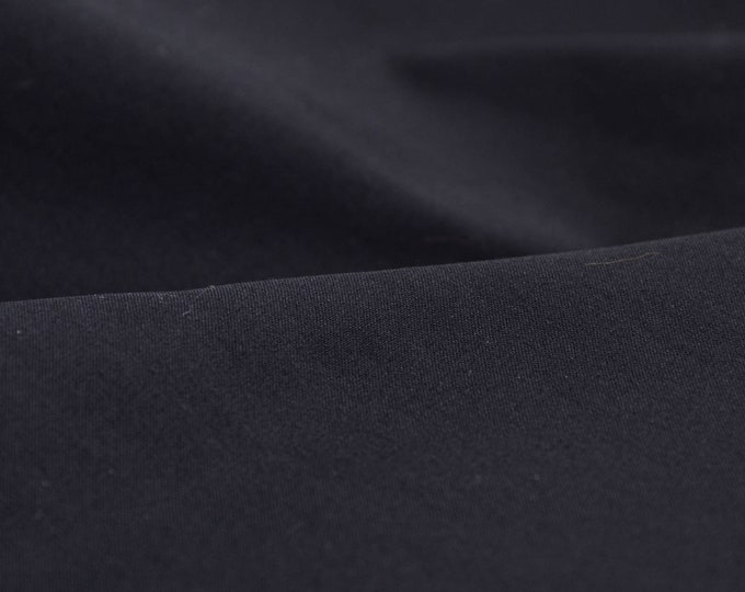 Blouse fabric with stretch made of cotton in plain black - 140 cm wide - fabric smooth UNI