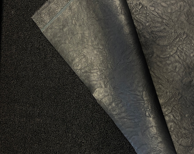 Black faux leather fur fabric coat