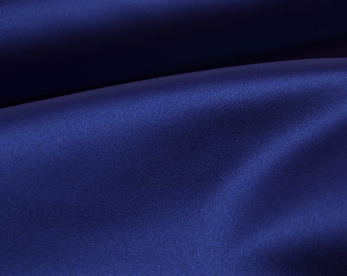 Evening wear satin made of viscose in blue - 140 cm wide - fabric smooth UNI