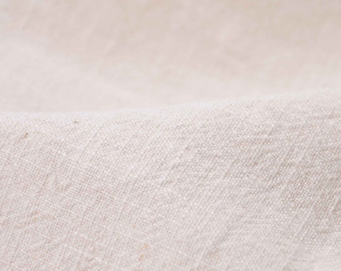 Leinen stone washed uni creme-weiß, eierschale, Kleid, Rock - 140cm breit - Stoff Leinenoptik, UNI