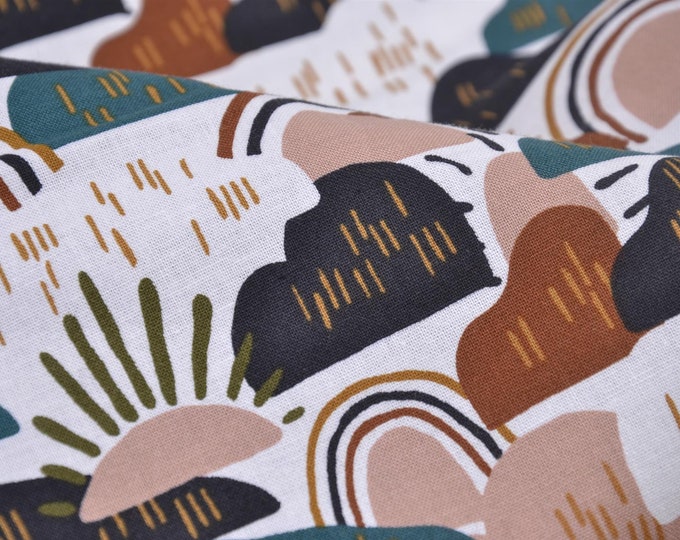 Baumwollstoff von Cotton + Steel mit Wolken und Regenbögen - 110cm breit - Stoff glatt gemustert