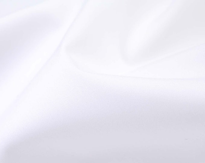 Blouse fabric made of cotton with stretch, smooth, thin, plain white - 140 cm wide - fabric matt, UNI
