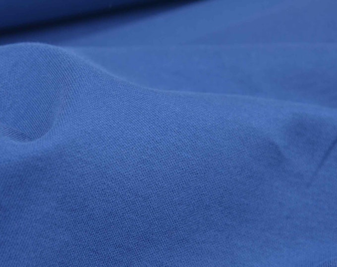 Jersey Interlock plain blue, denim blue made of cotton by Westfalenstoffe - 140 cm wide - smooth fabric, UNI