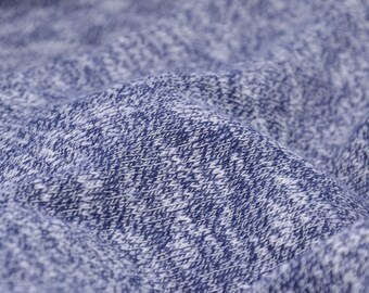 Strickstoff Baumwolle blau meliert - 145cm breit - Stoff matt melange