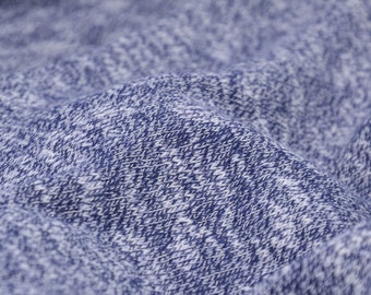 Cotton knit fabric, blue melange - 145 cm wide - matte melange fabric