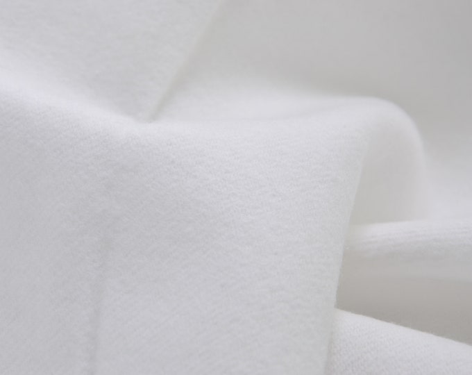 Molton Stoff aus Baumwolle Meterware uni weiß Ökotex 100, 190g - 150cm breit - Stoff matt, UNI