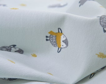 Sweatshirtstoff mit Pinguinen, Winter, mint, grau - 150cm breit - Stoff matt Tiere