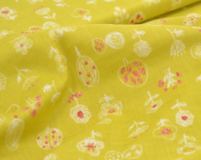 Cokka, cotton, floral, light green, sold by the meter, double gauze