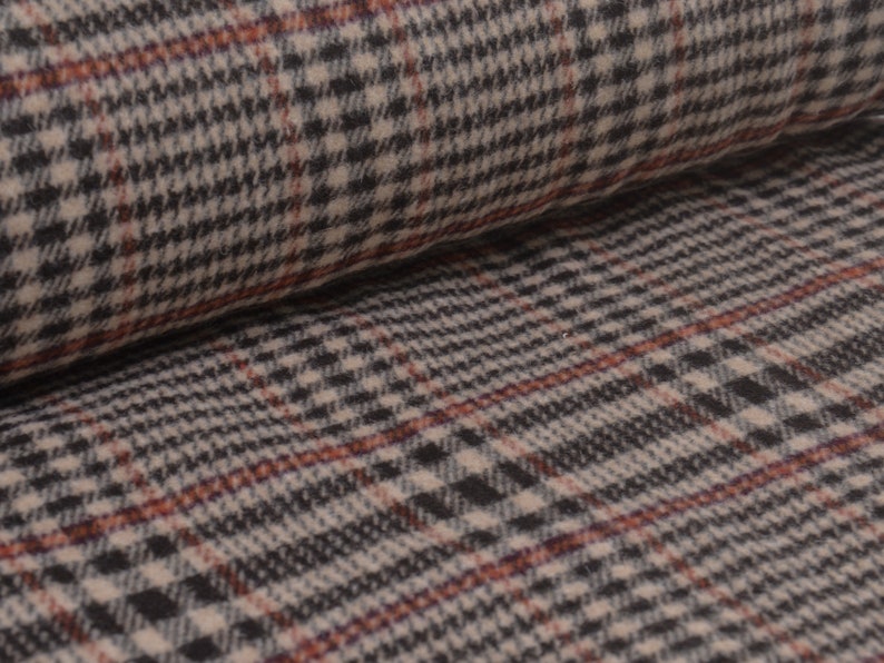 Beige Check Textile Coat Fabric, Checked, Beige, Brown, Wool, Viscose - 150 Cm Wide ...