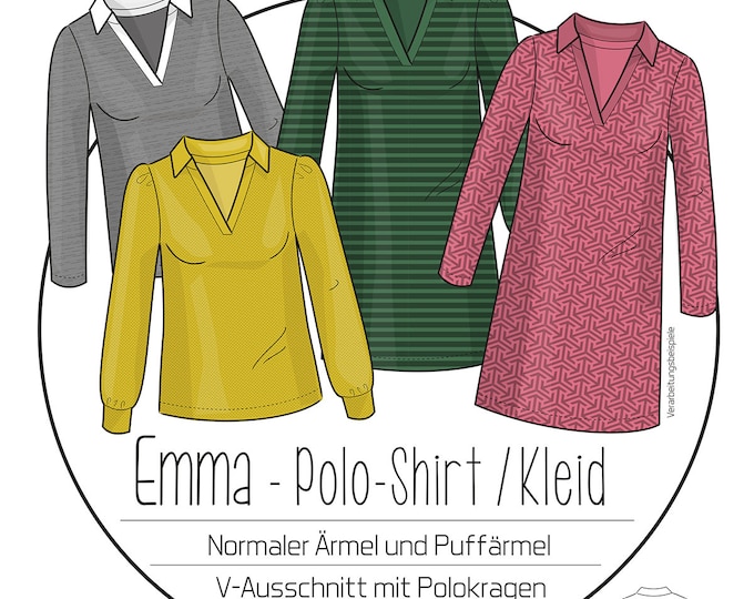 Paper cut polo shirt/dress Emma women | size 32-58, ki-ba-doo