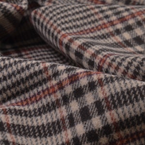 Coat fabric check, checkered, beige, brown, wool, viscose - 150 cm wide - patterned fabric, checks