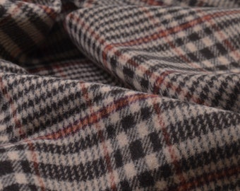 Coat fabric, checked, beige, brown, wool, viscose - 150 cm wide - patterned fabric, checks