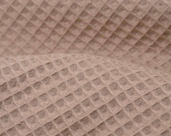 Waffle pique, Nelson waffle fabric, cotton, sold by the meter, solid color, Oeko-Tex certified, beige - 152 cm wide - reversible fabric, solid color
