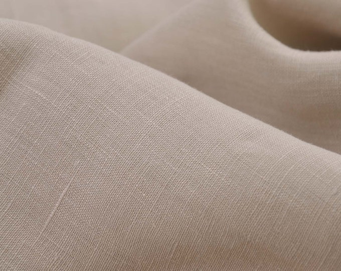 Blouse fabric made of linen, smooth, thin, plain beige - 145 cm wide - fabric linen look, UNI