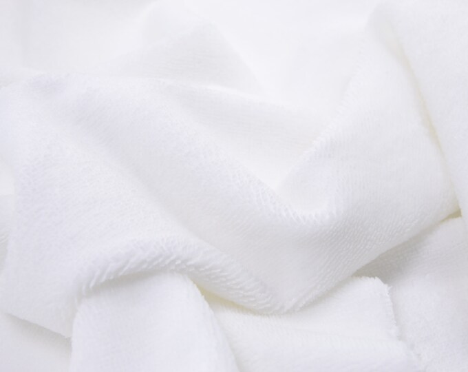 Fleece with terry cloth backing white made of viscose polyester and cotton