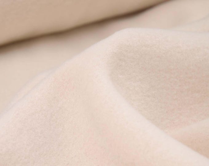 Fleece fabric made of cotton in plain cream-white, beige - 165 cm wide - fabric slightly shiny, UNI