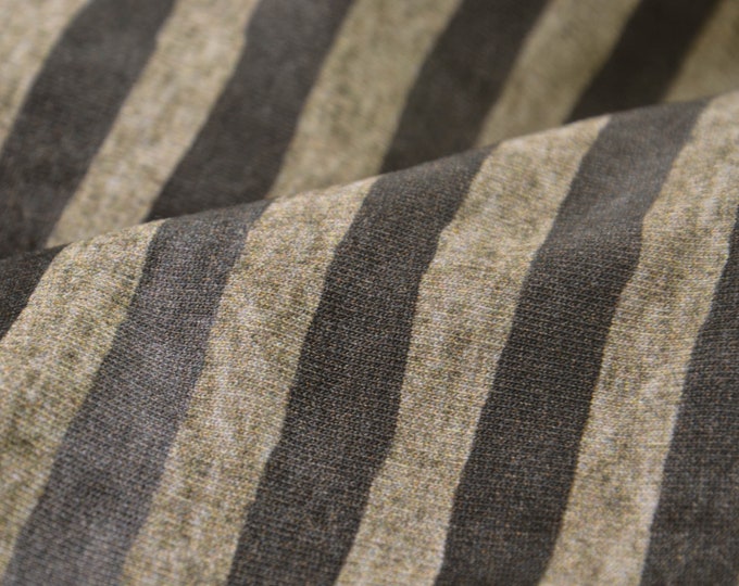 Sweat aus Baumwolle, Streifen, beige, braun von Hilco - 145cm breit - Stoff gemustert Streifen