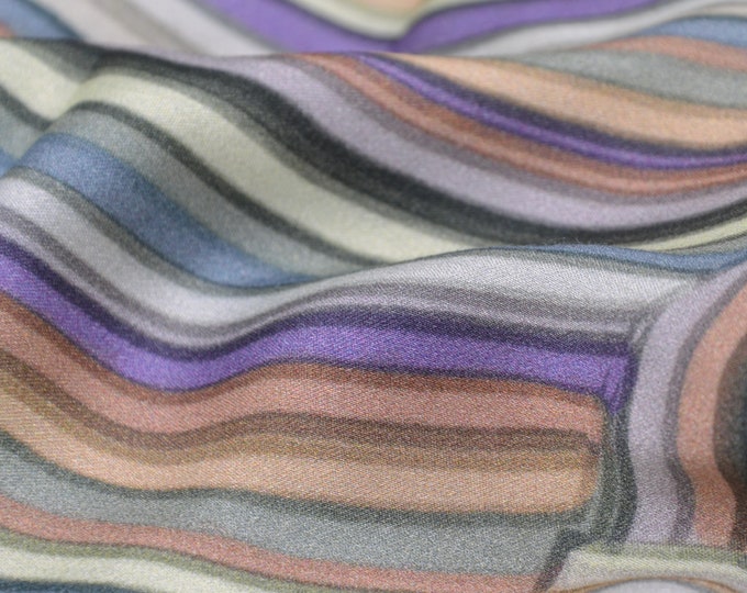 Blouse fabric made of viscose with stripes in green, purple - 145 cm wide - fabric smooth, stripes