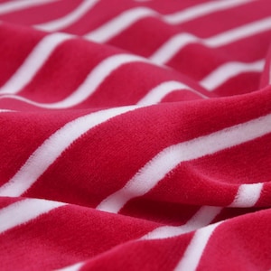 Nicki made of cotton in red and white stripes, stripes - 150 cm wide - fabric velvety, stripes