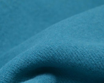 Gillo petrol-colored knitted fabric made of cotton by Hilco - 175 cm wide - solid color knit fabric