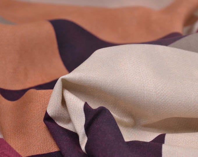 Blouse fabric made of stretch viscose in lilac and beige by Hilco - 130 cm wide - matte fabric, geometric patterns