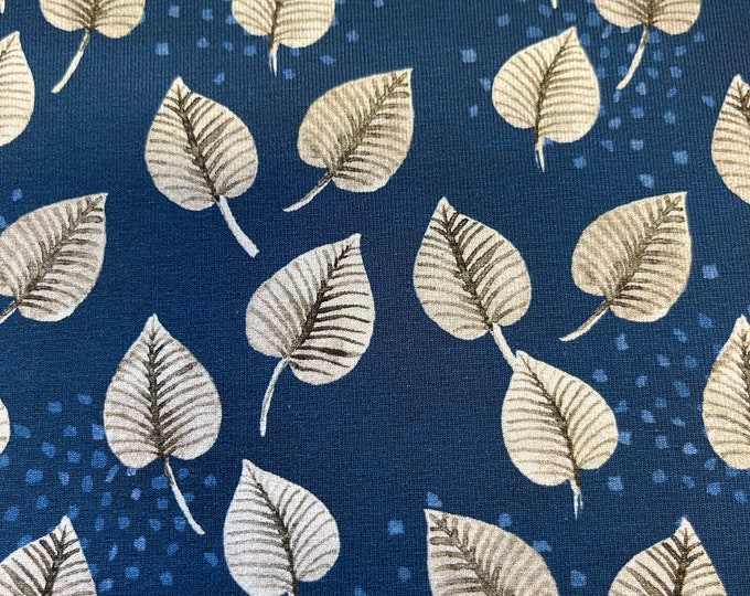 Beaver, blue, leaves, beige, jersey - Hilco Beaver Friends