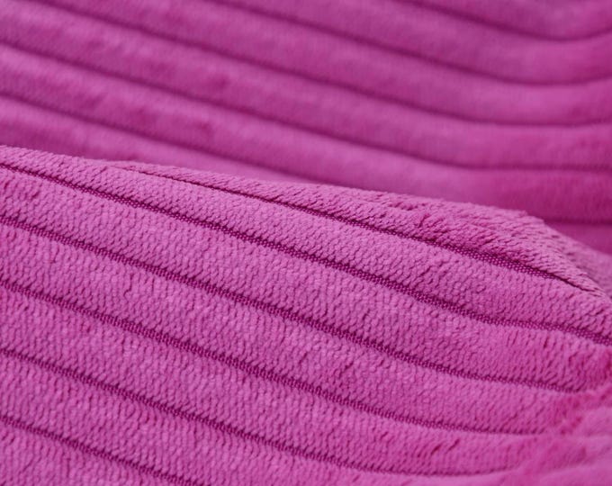 Corduroy upholstery fabric, velvet in pink, purple, rose, velvety, soft for bags, cushions - 140 cm wide - fabric slightly glossy, solid color