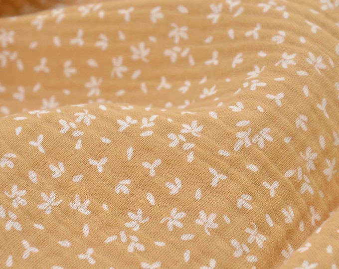 Musselin aus Baumwolle mit Blumen in camel, weiß, beige OEKO-TEX - 130cm breit - Stoff , gemustert