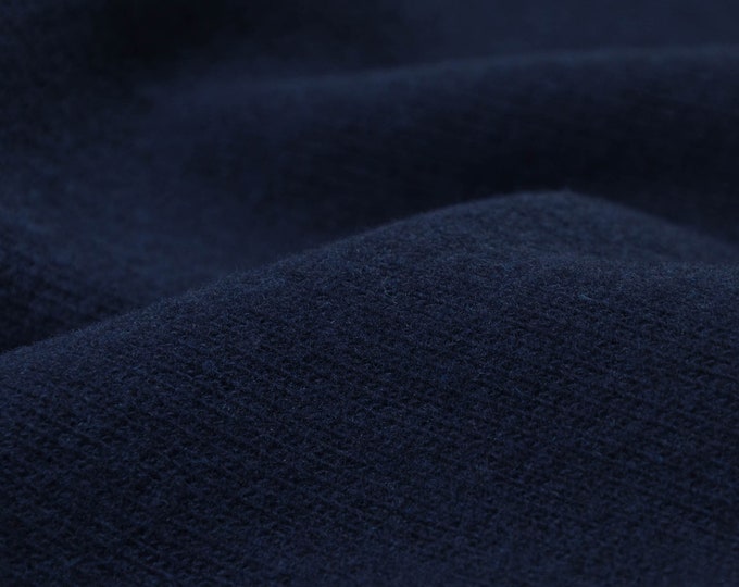 Strickstoff „Gillo“, Baumwolle, blau, dunkelblau, navy von Hilco - 175cm breit - Stoff matt melange