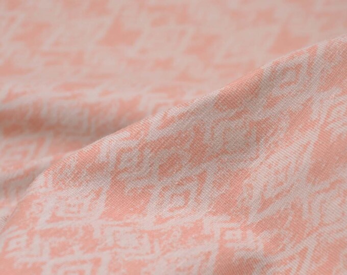 Children's jersey in dusty pink with ikat pattern, beige, made of cotton - 160 cm wide - two-tone fabric, IKA pattern