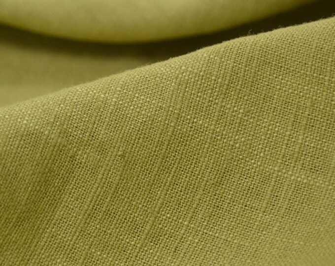 Leinenstoff enzym-washed uni apfelgrün von Hilco - 135cm breit - Stoff Leinenoptik, UNI