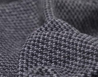Coat fabric made of virgin wool and cotton in grey and black melange - 155 cm wide - matte melange fabric