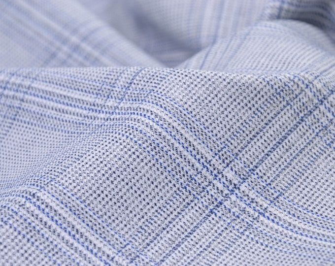 Hosenstoff Baumwolle, Viskose, Polyester, Karo blau - 135cm breit - Stoff gemustert Karos