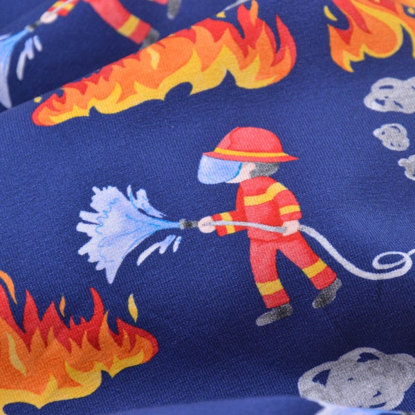 Maillot enfant Pompiers pompiers bleu de Hilco - 150 cm de large - tissu à motifs