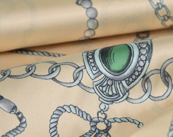 Blouse fabric stretch satin with motif, shiny - 145 cm wide - patterned fabric