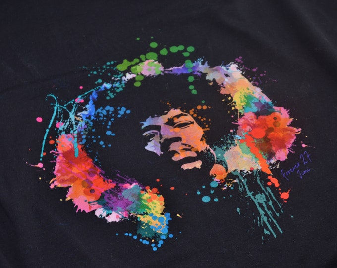 Jersey fabric made of cotton with Jimi Hendrix print - 150 cm wide - patterned fabric